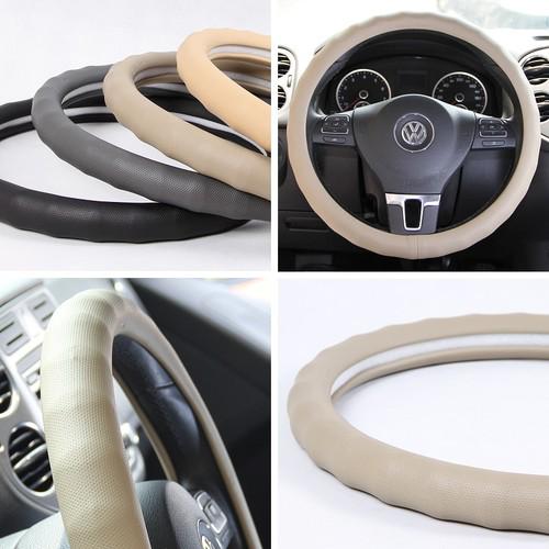 Fit hyundai kia subaru new beige leather steering wheel cover 58003 14"-15" 38cm