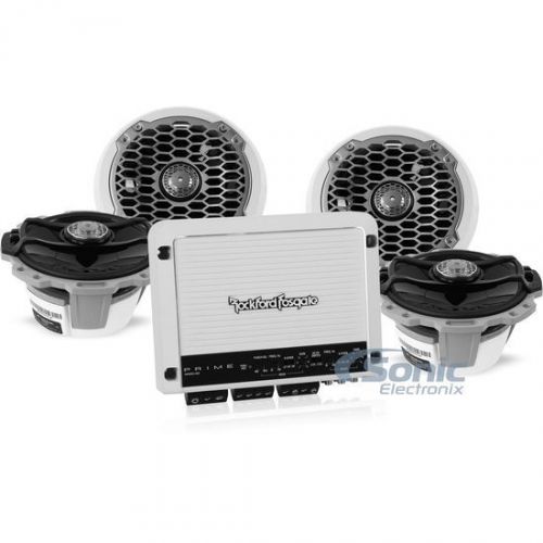 Rockford fosgate moto/marine amplified full-range 4-channel speakers combo