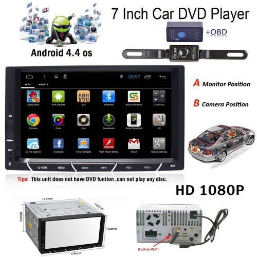 Android 4.4 double 2din gps navi car dvd player radio stereo 3g wifi +camera+obd