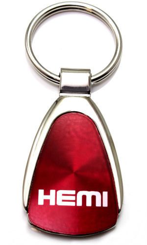 Genuine dodge hemi burgundy red logo metal chrome tear drop key chain ring fob