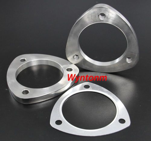 Two 3.5&#034; od exhaust 3 holes stainless steel collector flange w/aluminum gasket