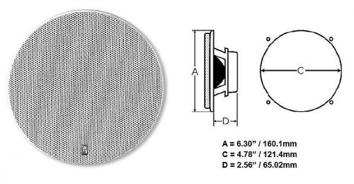 Poly-planar #ma6500w - platinum round marine speaker - 5.25 in - white - pair