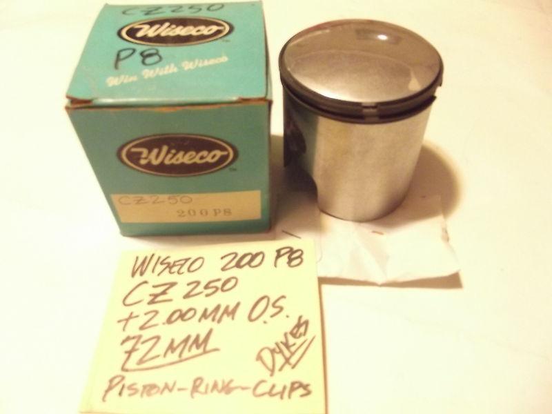  wiseco 200 p8 piston and ring set dykes +2.00mm 72mm dykes cz250 cz 250 nos