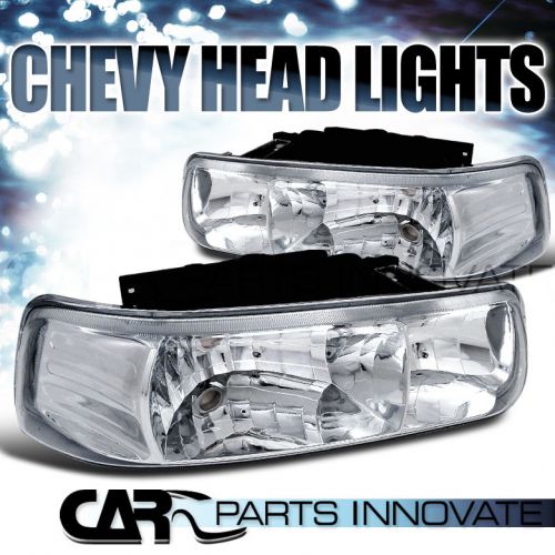 99-02 chevy silverado clear headlights chrome head lamps suburban tahoe