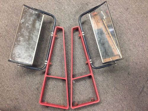 2 vintage heavy duty iron mount side view mirrors  red/semi/ big rig truck rare