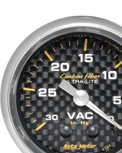 Autometer carbon fiber ultra-lite mechanical vacuum gauge 2 1/16&#034; dia 4784
