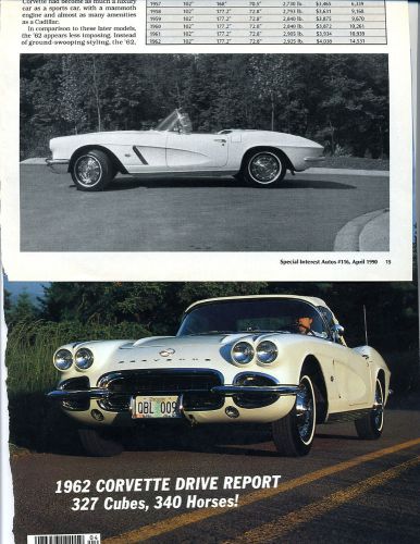 1962  chevrolet corvette  10 pg road test article chevy