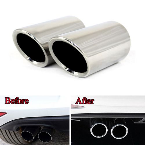 2pcs stainless steel rear exhaust muffler tip end pipe for vw golf 7 mk7 13-2014
