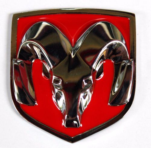 Dodge ram hood head oe style emblem badge decal logo 3d sticker red chrome 42mm