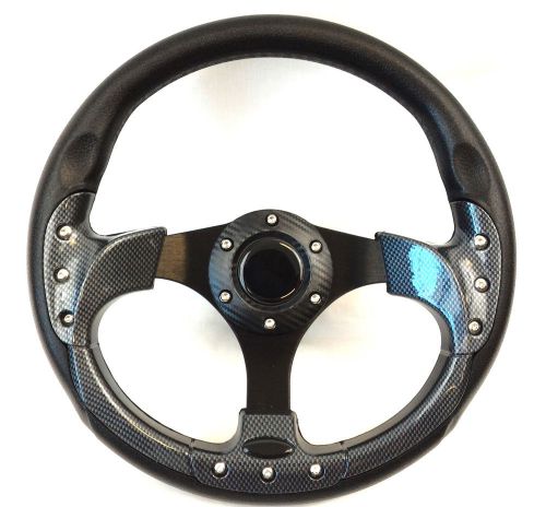Polaris rzr steering wheel with adapter ~all models (black cf/hydrographic) ~new