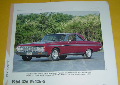 1964 plymouth sport fury 426 r s max wedge stage 3 tri-y headers info/spec/photo