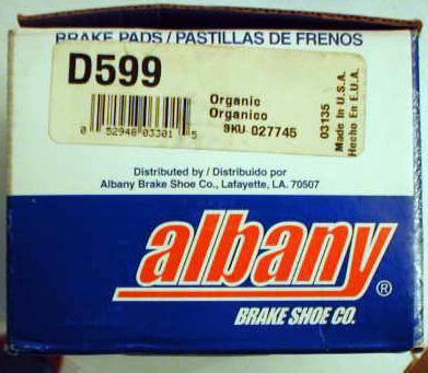 New albany d599 brake pads or shoes 2 pairs