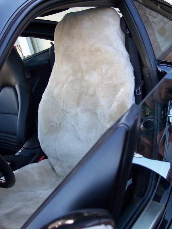 Double cap sheepskin seat covers-high back-one piece (tan)-porsche