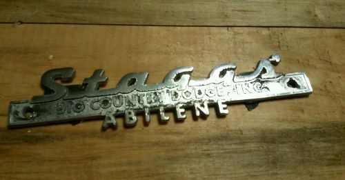 Staggs--&#034;big country dodge inc-- abilene tx-- metal  dealer emblem car  vintage