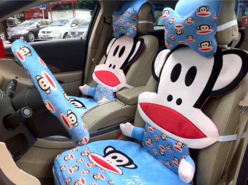 14pc-blue soft plush cartoon mouth monkey design car seat cushion
