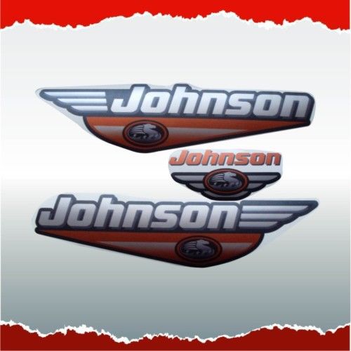 3x silver johnson kit vinyl decals stickers outboard