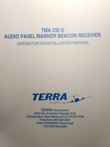 Terra tma 230d audio install operator&#039;s manual