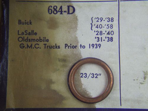 1928 to 1940 lasalle 23/32&#034; oil plug crushable copper bound asbestos gasket nos