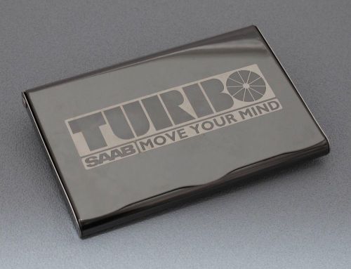 Saab turbo titanium color lacquered metal name card case, laser engraving!