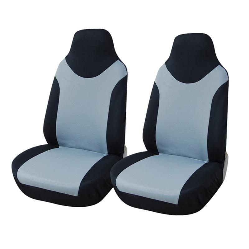 Adeco 2-piece universal vehicle car front seat cover set - black & gray color