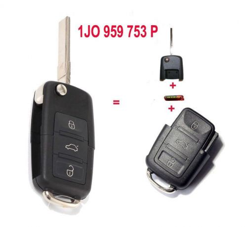 Remote key 3 button 434mhz id48 chip 1j0959753p for volkswa