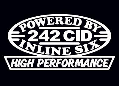 2 high performance 242 cid decal set hp inline straight 6 engine emblem stickers
