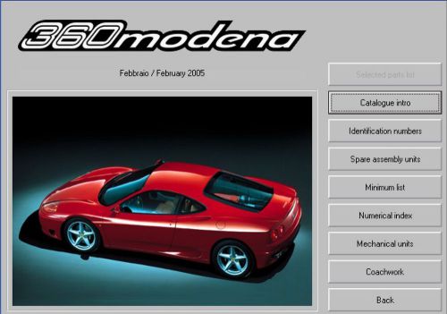 Ferrari spare parts catalogue 360 modena