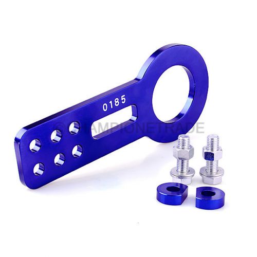 Car thick cnc aluminum blue bumper bolt on anodized towing hooks front tow ct