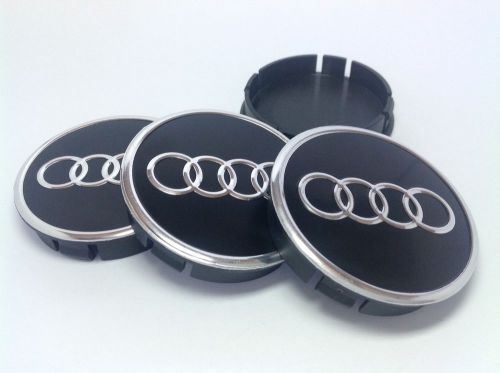 Audi 4pcs plastic wheel centre caps with alu emblem 60mm/55mm new