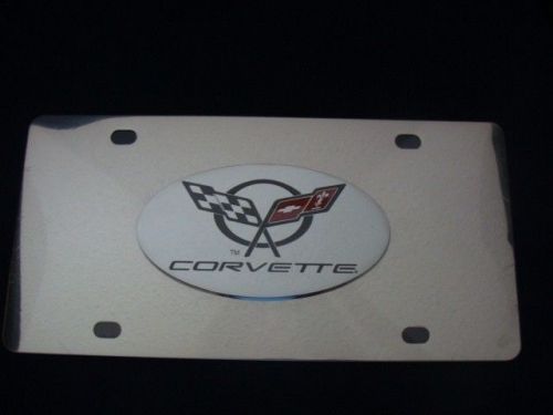 Chevrolet corvette license plate - stainless / chrome