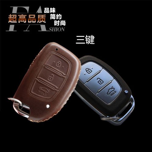 Car remote key fob top leather case holder cover chains for hyundai remote key