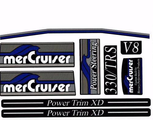 Mercruiser the new blue most complete trs decals set w/gray rams sticker set