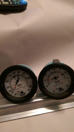 2 pc&gt;teleflex multi- function merk,gauge set,tac,65 mph speedo,volt &amp; fuel new.