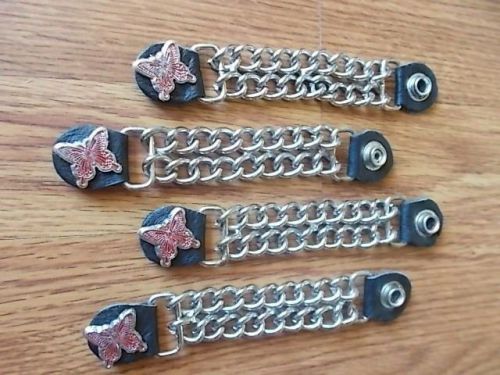 4 pc~leather+chain~butterfly~vest~extenders~harley~chick~cowgirl~motorcycle