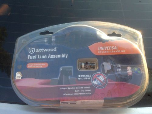 Attwood universal fuel line assembly  6 feet x 3/8&#034; new! free ship!