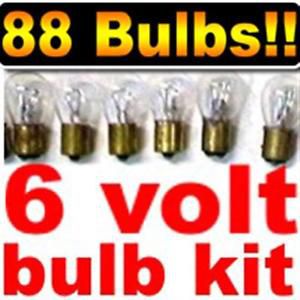 88 assorted 6 volt light bulbs for pre-1955 cars  a handy 6v kit for the shop!