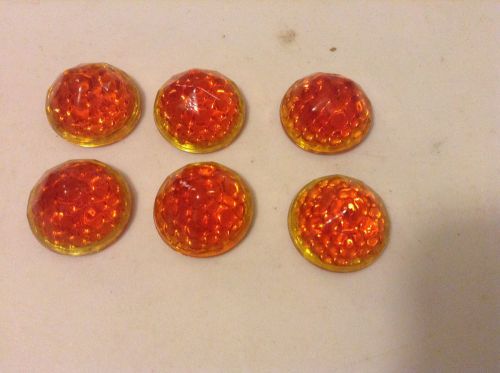 Vintage 6 lot amber orange nos jewel cut reflectors 7/8&#034; license plate topper