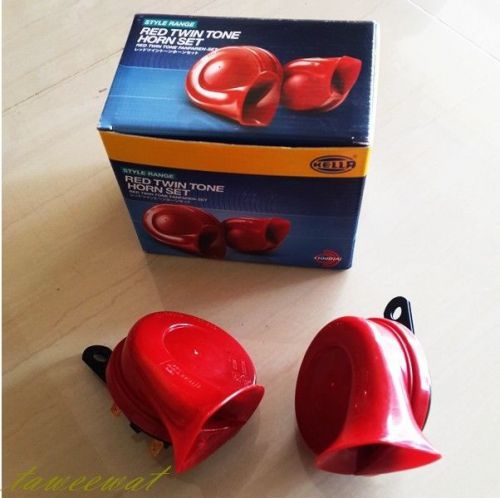 Horn-hella-red-twin-tone-set-toyota-honda-car alarms  parts accessories safety
