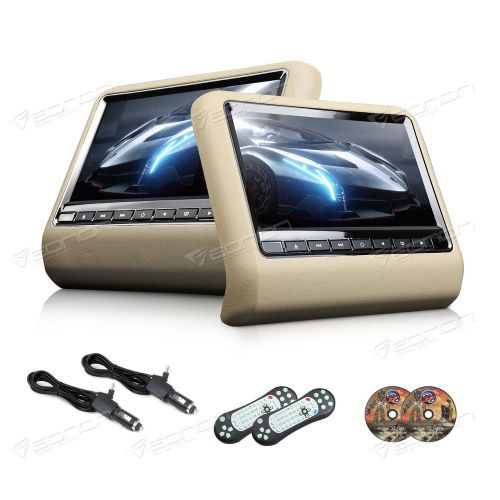 Us portable 9&#034; beige pair car headrest dvd player pillow digital monitor game a