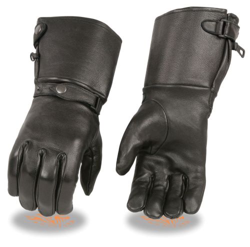 Motorcycle men&#039;s deer skin police style unlined driving ultra long leather glove