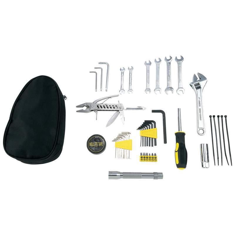  44pc motorcycle tool kit sae & metric socket wrench screwdriver pliers hex keys
