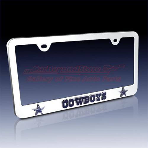 Nfl dallas cowboys 3d chrome metal license plate frame, licensed + free gift
