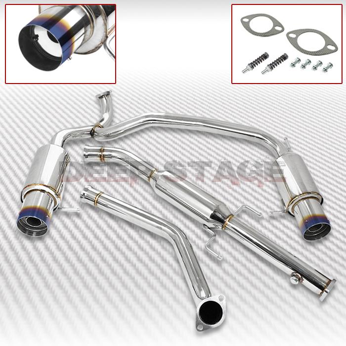 Stainless dual cat back exhaust system 4" burnt tip muffler 02-06 gt se coupe v6