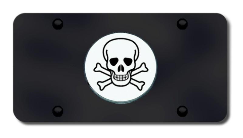 Skull chrome on black license plate made in usa genuine