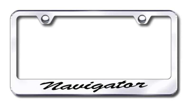 Ford navigator script  engraved chrome license plate frame made in usa genuine