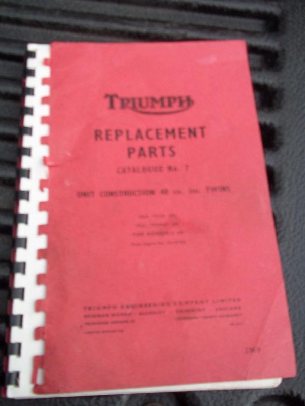 Triumph 1969 parts book small pocket version 6" by 8 1/2"
