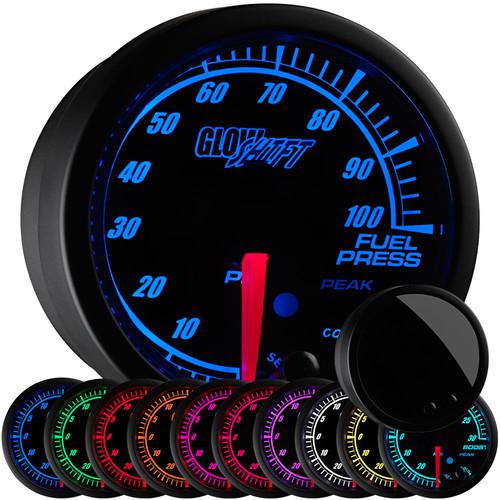 52mm black elite 10 color electric fuel pressure gauge w warning