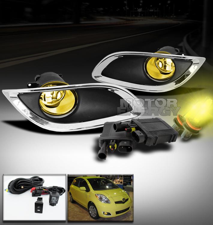 2009 2010 toyota yaris 2/3dr bumper yellow fog lights+3000k hid+switch+harness