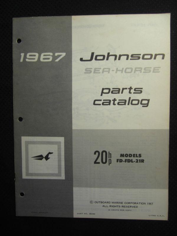 1967 johnson outboard motor 20 hp parts catalog manual sea horse fd fdl 21r