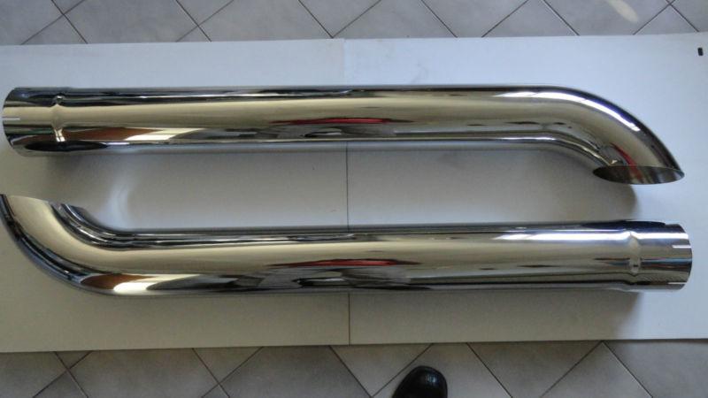 Pair of chrome exhaust stack pipe 5" i.d. x 48" long curved top 